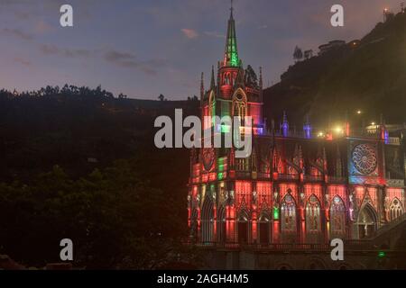 La magnifique basilique et sanctuaire de Las Lajas, Ipiales, Colombie Banque D'Images