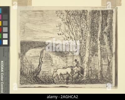 Clichés-verres par Daubigny, certaines imprimées en marche arrière, avec quelques croquis marginal. Les sujets incluent les aulnes, les ponts, les vaches, des daims, des ânes, des gués, de récolte, de chevaux, de nuit, animaux de bât, Pollard et arbres de moutons. Date à partir de Loys Delteil, le peintre-graveur illustre, c. XIII. Fait partie de Samuel Putnam Avery Collection. Don de Samuel Putnam Avery, 1900. Holdings contrôlés à l'exemplaire de Loys Delteil, le peintre-graveur illustre, c. 13. S.P. Avery Collection. Titre conçu par cataloger. Citation/Référence : D136 ; le pont. Banque D'Images