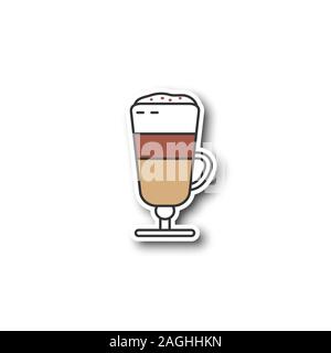 Latte macchiato patch. Le café. Autocollant de couleur. Vector illustration isolé Illustration de Vecteur