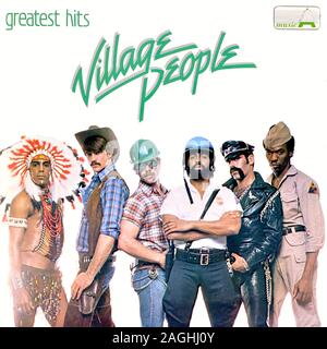 Village People - couverture originale de l'album en vinyle - Greatest Hits - 1983 Banque D'Images