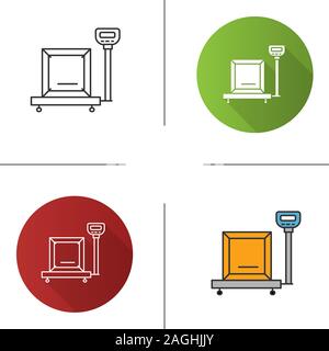 Balances colis icône. Modèle plat, linéaire et de couleurs. Fret de. Illustrations vectorielles Illustration de Vecteur