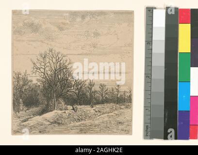 Titre et date de l'Oeuvre de Ch. Jacque catalogue de ses eaux-fortes et pointes sèches / dressé par J.J. Guiffrey. Holdings vérifiés dans l'Oeuvre de Ch. Jacque catalogue de ses eaux-fortes et pointes sèches / dressés par J.J. Guiffrey. Fait partie d'eaux-fortes et pointes sèches par Charles Jacque dans Samuel Putnam Avery Collection. Citation/Référence : G4 ; Lisière du bois. Banque D'Images