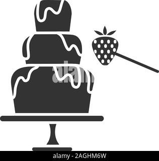 Fontaine de chocolat et fraise icône glyphe. La fondue. Symbole de Silhouette. L'espace négatif. Vector illustration isolé Illustration de Vecteur