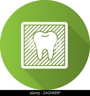 Dental X-ray modèle plat, ombre portée de l'icône de glyphe. L'image radiographique avec dent. La radiographie dentaire. Silhouette Vector illustration Illustration de Vecteur