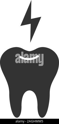 L'icône glyphe de dents. Dent avec la foudre. Symbole de Silhouette. L'espace négatif. Vector illustration isolé Illustration de Vecteur