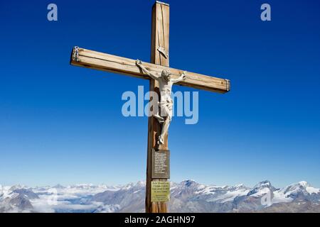 Sommet cross, Klein Matterhorn, Valais, Suisse. Banque D'Images