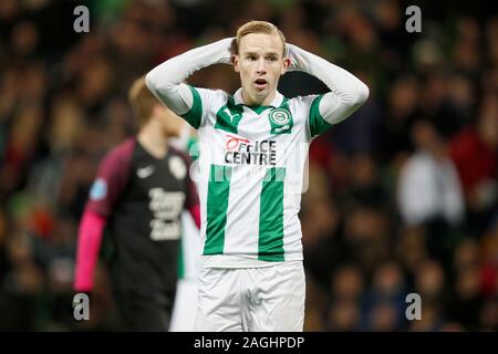 Groningen, Pays-Bas. Dec 19, 2019. GRONINGEN, 19-12-2019, Hitachi Capital Mobility Stadium néerlandaise de football KNVB CUP 2019-2020 Saison TOTO. Groningen - Utrecht. Romano Postema du FC Groningen : Crédit Photos Pro/Alamy Live News Banque D'Images