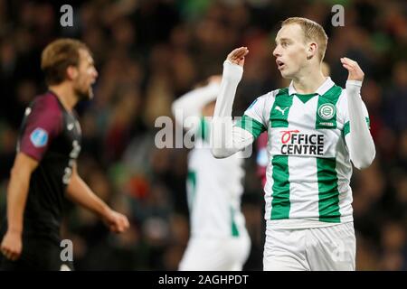 Groningen, Pays-Bas. Dec 19, 2019. GRONINGEN, 19-12-2019, Hitachi Capital Mobility Stadium néerlandaise de football KNVB CUP 2019-2020 Saison TOTO. Groningen - Utrecht. Romano Postema du FC Groningen : Crédit Photos Pro/Alamy Live News Banque D'Images