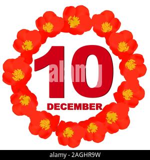 L'icône le 10 décembre. Pour la planification jour important. Bannière pour les jours fériés et les jours spéciaux. Dixième de l'icône de décembre. L'illustration. Banque D'Images