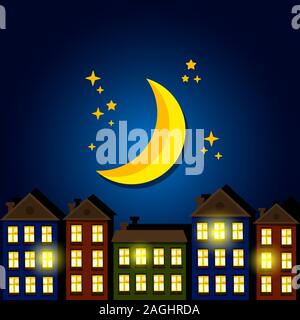 Bonne nuit Illustration. Convient pour carte de voeux, affiche ou d'impression sur T-shirt. Illustration de Vecteur