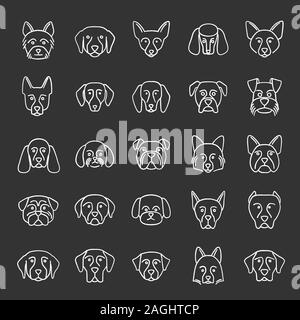 Craie chiens races icons set. Guide, Guardian, la chasse, l'élevage des chiens. Illustrations vectorielles chalkboard Illustration de Vecteur