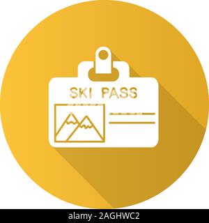 Forfaits de ski d'un insigne modèle plat, ombre portée de l'icône de glyphe. Le billet de remontée. Silhouette Vector illustration Illustration de Vecteur