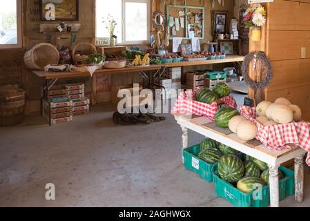 La ferme familiale farmstand Platz dans Union européenne, de l'Oregon. Banque D'Images