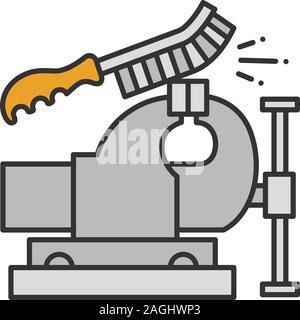 Étau avec brosse de nettoyage l'icône de couleur. Vice de la jambe. Vector illustration isolé Illustration de Vecteur