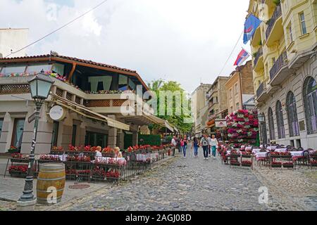BELGRADE, SERBIE -18 oct 2019- Vue de la rue Skadarska (Skadarlija), un millésime rue piétonne dans la vieille ville dans le centre de Belgrade, la capitale Banque D'Images