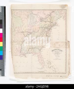 Du basilic Hall's voyages en Amérique du Nord dans les années 1827 et 1828. National Endowment for the Humanities pour accorder l'accès à des cartes de la région du littoral atlantique. Illustré par hachures de secours. ; carte des États-Unis et Canada : shewing Captn. Hall's itinéraire par ces pays en 1827 et 1828 Banque D'Images