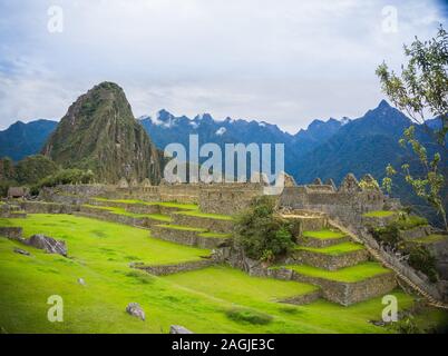 Wayna Picchu, Huayna Picchu, la montagne sacrée des incas du Machu Picchu, Cusco Pérou Banque D'Images