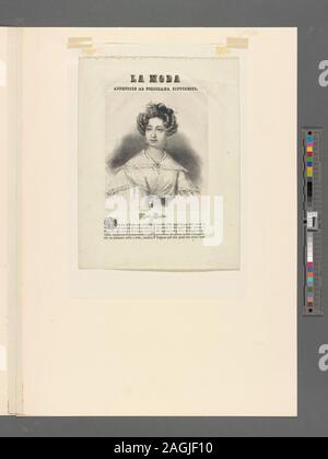 Longueur de trois quarts, assis, face à l'avant, le bras droit reposant sur un piédestal, le chien endormi sur ses genoux. ; Marie Taglioni (fac. sig.) Banque D'Images