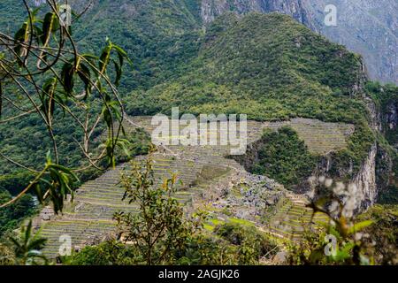 La meilleure vue sur le Machu Picchu depuis le Wayna Picchu, la montagne Huayna Picchu, Cusco Pérou Banque D'Images