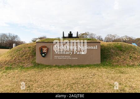 Vicksburg National Military Park Entrance Sign Banque D'Images