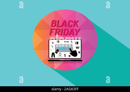 Concept Vente Vendredi noir, vecteur icône shopping Illustration de Vecteur
