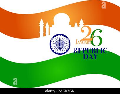 La célébration du Jour de la République de l'Inde le 26 janvier Journée nationale des Indiens , Vector illustrator Illustration de Vecteur
