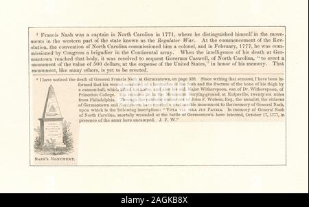 Printmakers : Asher Brown Durand & Samuel William Reynolds. Titre du calendrier de collecte d'Emmet. EM9177 ; Nash's monument Banque D'Images