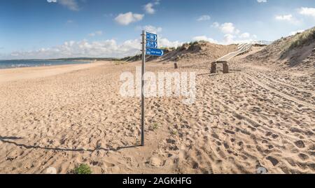 Dunes de sable et plage vide à Tylosand, Halmstad, Halland, Suède, Scandinavie Banque D'Images