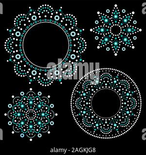 Mandala Mandala Australian dot paiting set - vector design, motifs décoratifs traditionnels autochtones australiens, collection d'art de la mosaïque Illustration de Vecteur