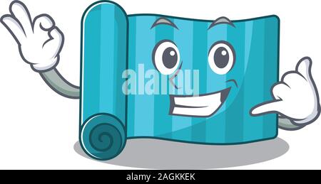 Appelez moi mignon visage matelas de yoga Faites défiler mascot cartoon design Illustration de Vecteur