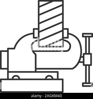 Planche en bois fixation étau icône linéaire. Fine ligne illustration. Vice de la jambe. Symbole de contour. Dessin vectoriel aperçu isolés Illustration de Vecteur