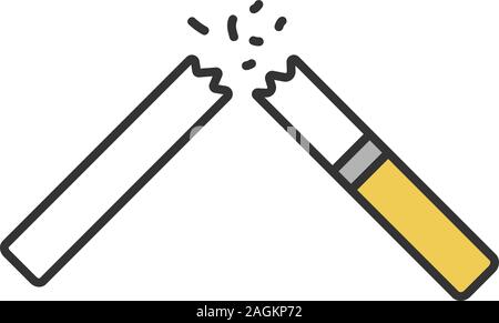 L'icône couleur cigarette cassée. L'arrêt de la cigarette. Vector illustration isolé Illustration de Vecteur
