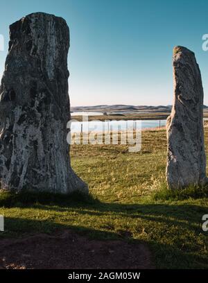 Callanish 1 pierres debout cercle de pierre néolithique, Callanish, île de Lewis, Hébrides extérieures, Écosse Banque D'Images