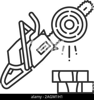 Chainsaw icône linéaire. L'exploitation forestière. Fine ligne illustration. Alimentation essence tronçonneuse. Symbole de contour. Dessin vectoriel aperçu isolés Illustration de Vecteur