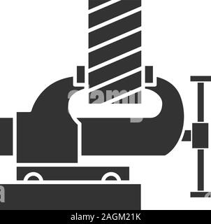 Planche en bois fixation étau icône glyphe. Symbole de Silhouette. L'espace négatif. Vector illustration isolé Illustration de Vecteur