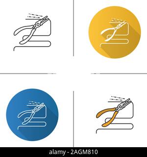 Pince à bec rond fil de découpe à l'icône. Modèle plat, linéaire et de couleurs. Illustrations vectorielles Illustration de Vecteur