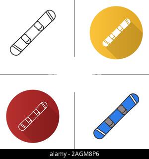 L'icône du snowboard. Modèle plat, linéaire et de couleurs. Illustrations vectorielles Illustration de Vecteur
