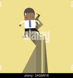 African businessman standing on tremblement de terre fissure. Illustration de Vecteur