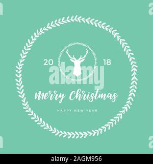 Joyeux Noël et Bonne Année avec tête de renne vecteur. Illustration de Vecteur