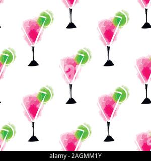 Vector pattern abstract illustration parfaite cocktail couleur rose sur blanc Illustration de Vecteur
