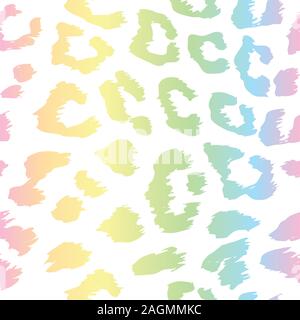 Leopard pattern design en couleurs arc-en-ciel - dessin amusant motif ocelot transparente. Affiche ou Lettrage textile t-shirt design graphique. / Papier peint, wr Illustration de Vecteur
