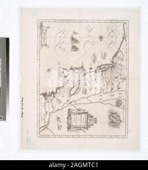 National Endowment for the Humanities pour accorder l'accès à des cartes de la région du littoral atlantique. Orientés vers le nord à la droite. Relief illustré de représentations imagées. Texte sur le verso : Nieuw-Nederlandt Nieuw-Engelandt, fr. Citation/Référence : Fardeau, P.D. Cartographie de l'Amérique du Nord, 241 Citation/Référence : Koeman, C. Atlantes Neerlandici, I, p. 141 Citation/Référence : Stokes, I.N.P. Iconographie de l'île de Manhattan, II, p. 143-144 apparaît dans Willem et Joan Blaeu des Aerdrycx Toonneel de Nieuwe oft, atlas, 1642 et d'autres éd. couvre la Nouvelle-Angleterre et les États du centre du littoral atlantique des États-Unis de Penobscot Bay au sud de th Banque D'Images