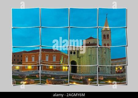 Le Forum, marché de la ville, situé en face de l'église de Saint Donat et la Cathédrale Saint Anastasias, Zadar, Dalmatie, Croatie, Europe Banque D'Images