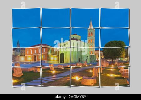 Le Forum, marché de la ville, situé en face de l'église de Saint Donat et la Cathédrale Saint Anastasias, Zadar, Dalmatie, Croatie, Europe Banque D'Images