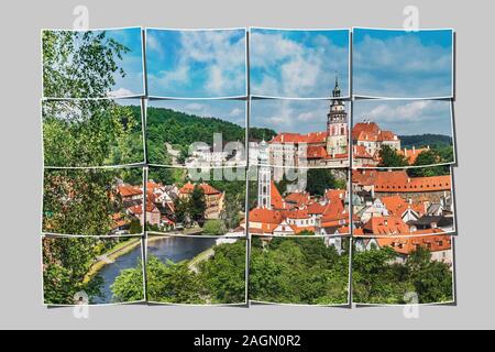 Vue sur la vieille ville de Krumlov, Bohême, Chesky Jihocesky Kraj, République Tchèque, Europe Banque D'Images