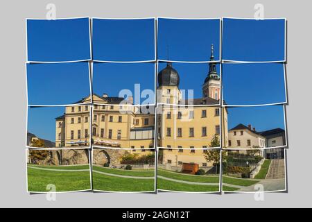 Le Château inférieur est situé sur les rives de l'Elster blanche à côté de l'église Sainte-Marie, Greiz, Thuringe, Allemagne, Europe Banque D'Images