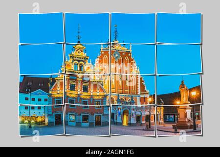 La Maison des Têtes Noires (Melngalvju nams) sur la place de l'hôtel de ville a été mentionné pour la première fois en 1334, Riga, Lettonie, Pays Baltes, Europe Banque D'Images