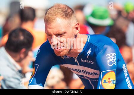 San Vicente de la Barquera, Spain-September 7, 2019 : Tim DECLERCQ, cycliste de l'action DECEUNINCK - présentation - l'équipe lors de l'étape 14 l'étape de la Vuelta Banque D'Images