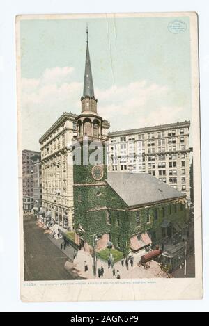 Numéro de série de carte postale : 10224 Première apparition de 'Phostint' nom commercial. ; Old South Meeting Place et Old South Bldg., Boston, Mass. Banque D'Images