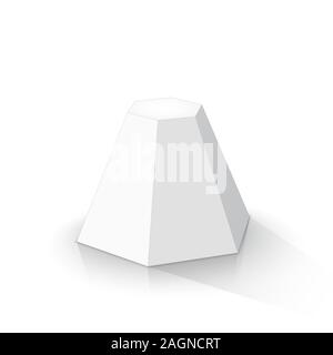 Tronc de pyramide à base hexagonale blanc sur un fond blanc. Vector illustration Illustration de Vecteur